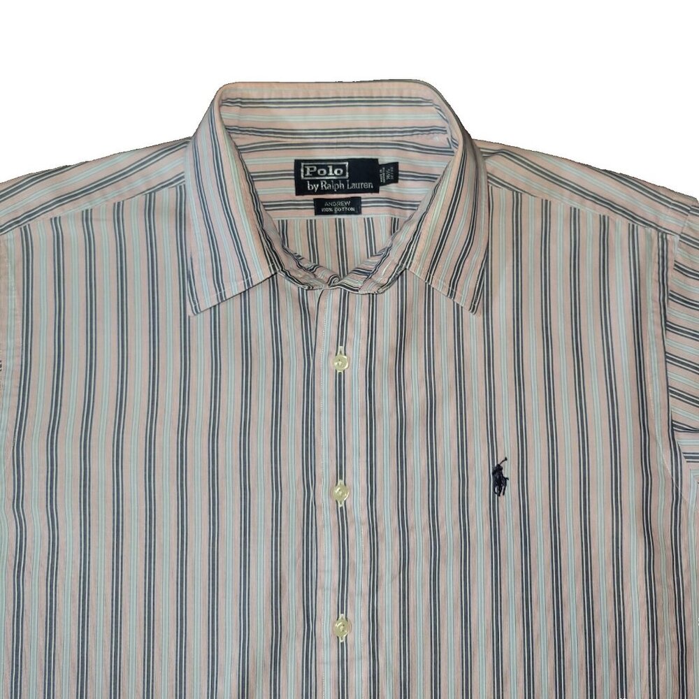 Polo Ralph Lauren Dress Shirt Mens Andrew 16.5 32/33 LS Light Purple Striped
